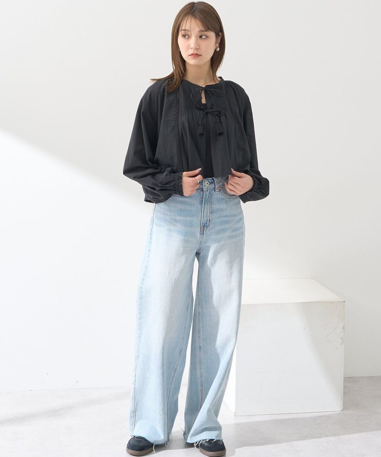 earth music&ecology「セルフカットワイドデニムパンツ」|デニム|