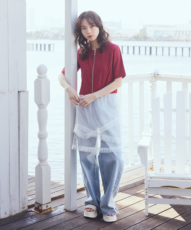 earth music&ecology「セルフカットワイドデニムパンツ」|デニム|