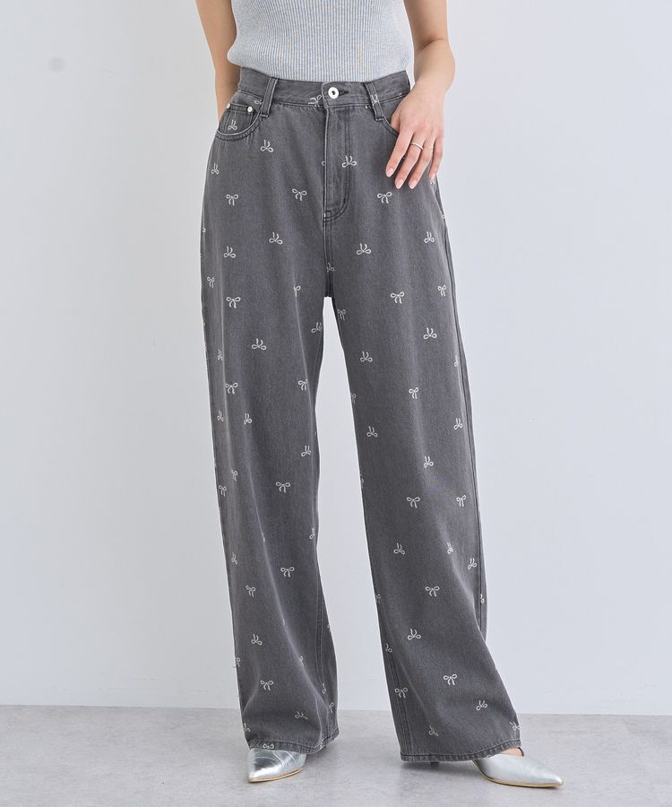 earth music&ecology「リボンプリントデニムパンツ」|デニム|