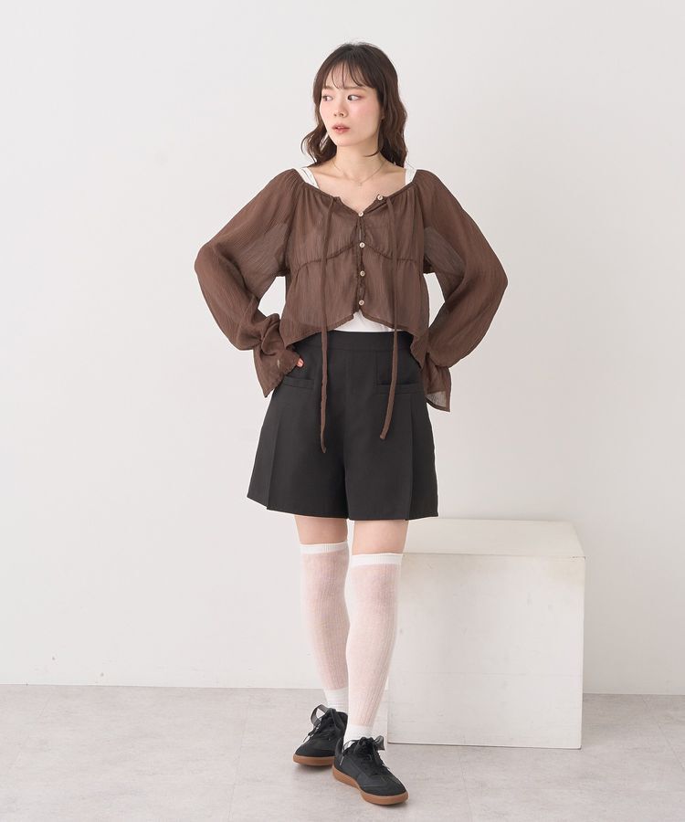 earth music&ecology「ナローリボンくしゅくしゅギャザーブラウス」|シャツ・ブラウス|
