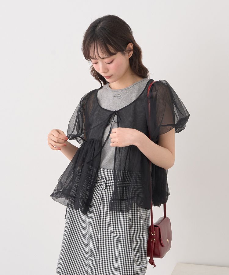 earth music&ecology「SET2点チュールバルーンブラウス＋ロゴタンク」|シャツ・ブラウス|