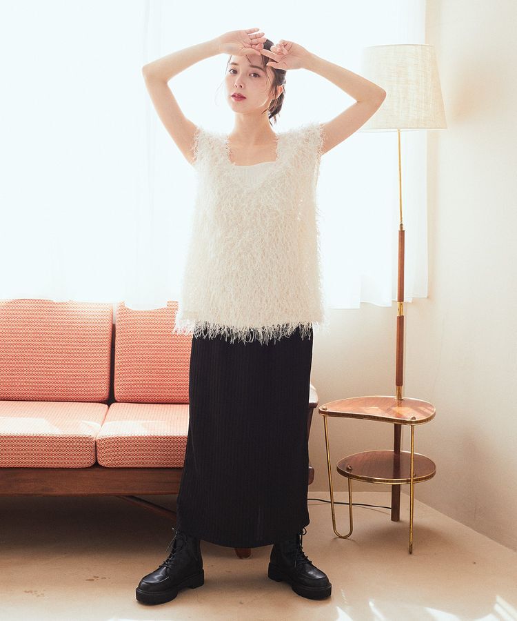 earth music&ecology「ふさふさベスト」|ベスト・ジレ|