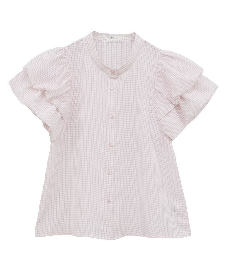 earth music&ecology「ミニチェックバルーンスリーブブラウス」|シャツ・ブラウス|