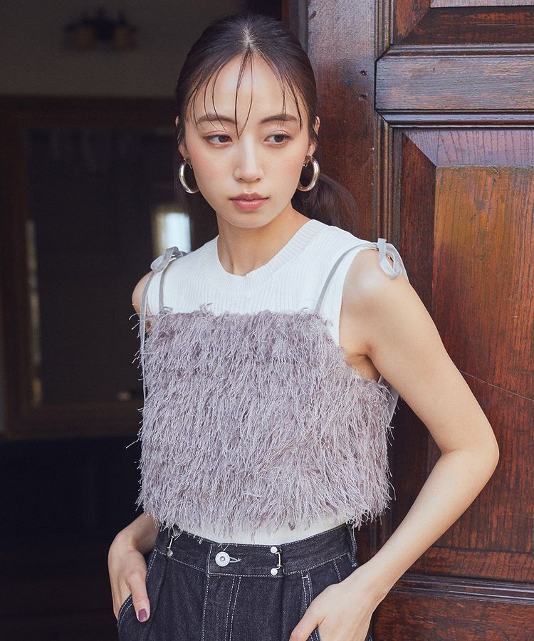 earth music&ecology「ランダムリブノースリーブニット」|ニット・セーター|