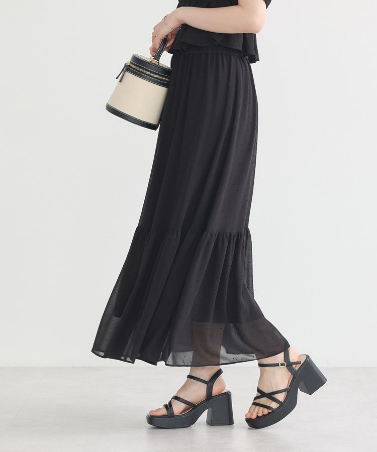 earth music&ecology「SET2点フロッキードットブラウス＋スカート」|スーツ|