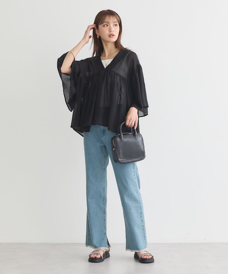 earth music&ecology「Vネックギャザーブラウス」|シャツ・ブラウス|