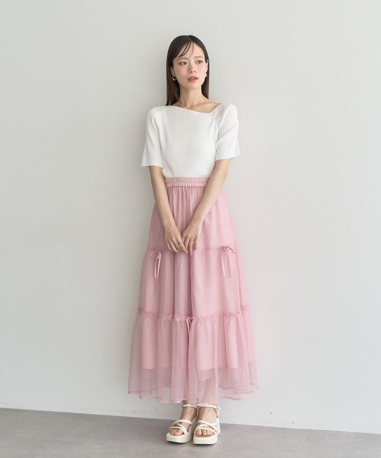 earth music&ecology「アシメネックリブニットプルオーバー」|ニット・セーター|