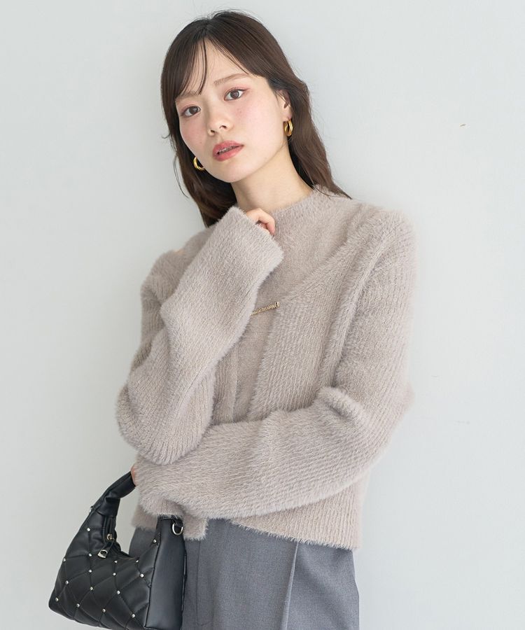 earth music&ecology「SET2点チャーム付きシャギーニット＋インナー」|カーディガン|