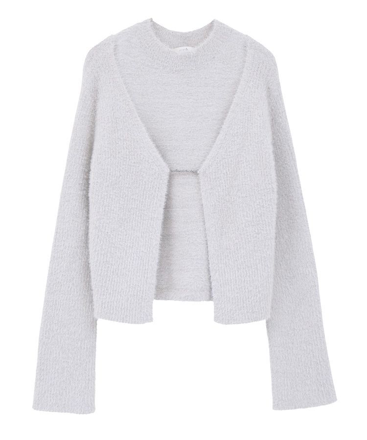 earth music&ecology「SET2点チャーム付きシャギーニット＋インナー」|カーディガン|