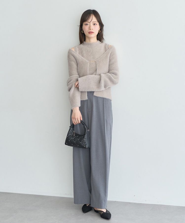 earth music&ecology「SET2点チャーム付きシャギーニット＋インナー」|カーディガン|