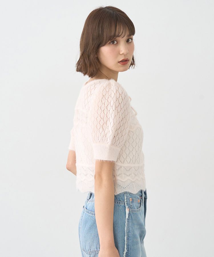 earth music&ecology「キャットヤーン透かし編みニットプルオーバー」|ニット・セーター|