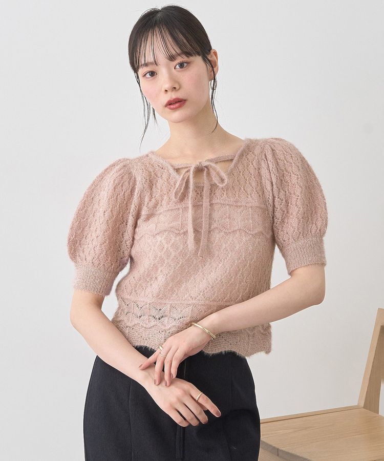 earth music&ecology「キャットヤーン透かし編みニットプルオーバー」|ニット・セーター|