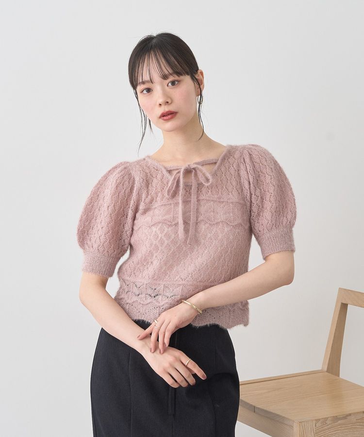 earth music&ecology「キャットヤーン透かし編みニットプルオーバー」|ニット・セーター|