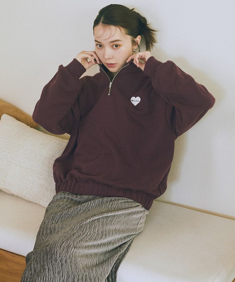 earth music&ecology「Champion&times;emaeハーフジップハートスウェット」|スウェット・ジャージ|