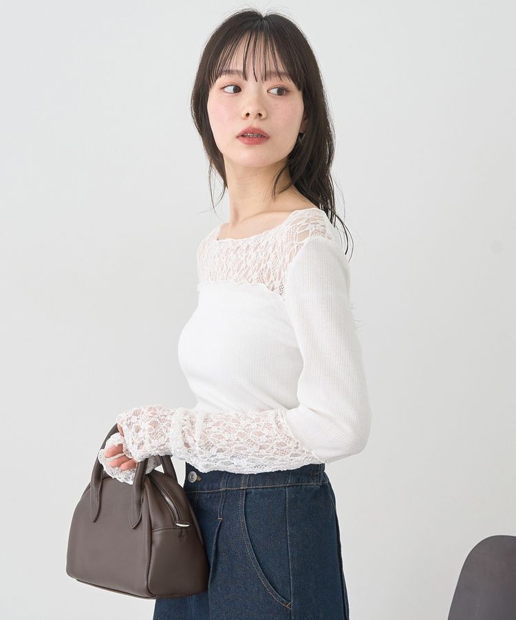 earth music&ecology「レース&times;アイレットプルオーバー」|Tシャツ・カットソー|