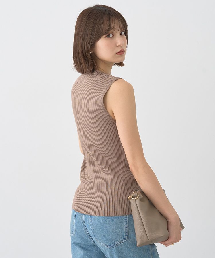 earth music&ecology「ランダムリブボトルネックノースリーブニット」|ニット・セーター|