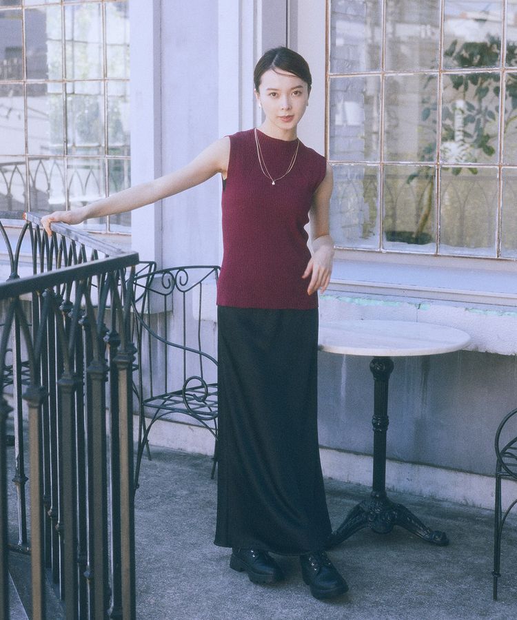 earth music&ecology「ランダムリブボトルネックノースリーブニット」|ニット・セーター|