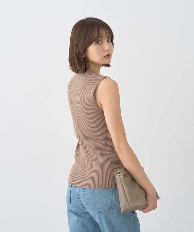 earth music&ecology「ランダムリブボトルネックノースリーブニット」|ニット・セーター|