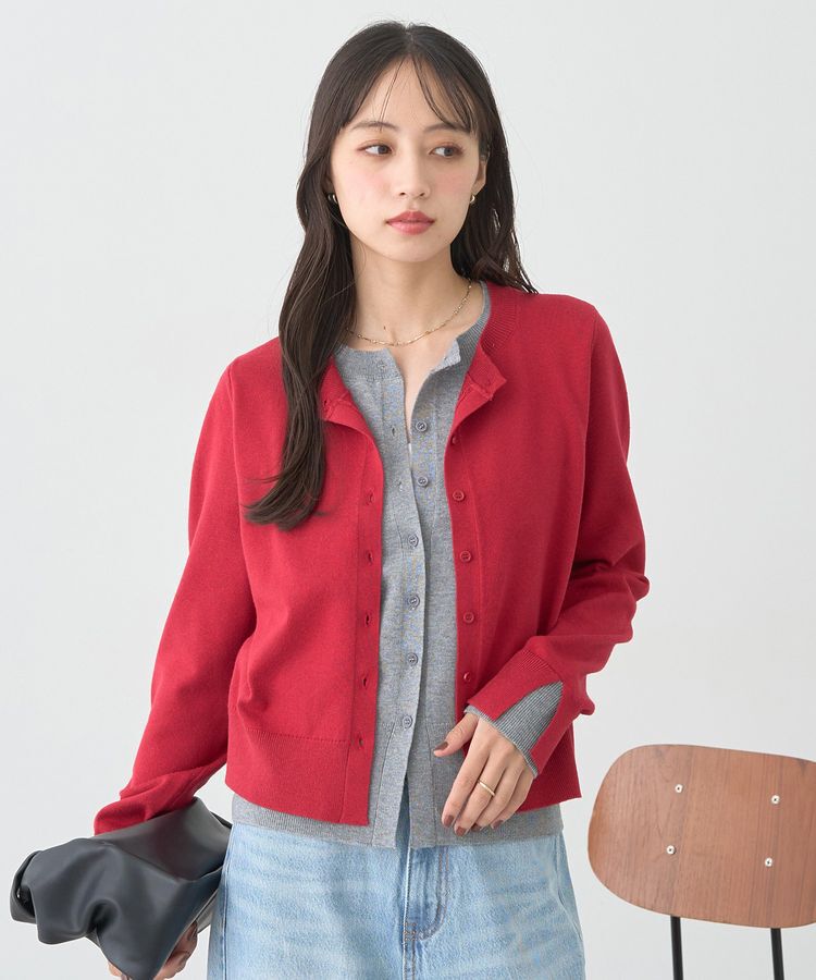 earth music&ecology「バイカラーレイヤード風カーディガン」|カーディガン|