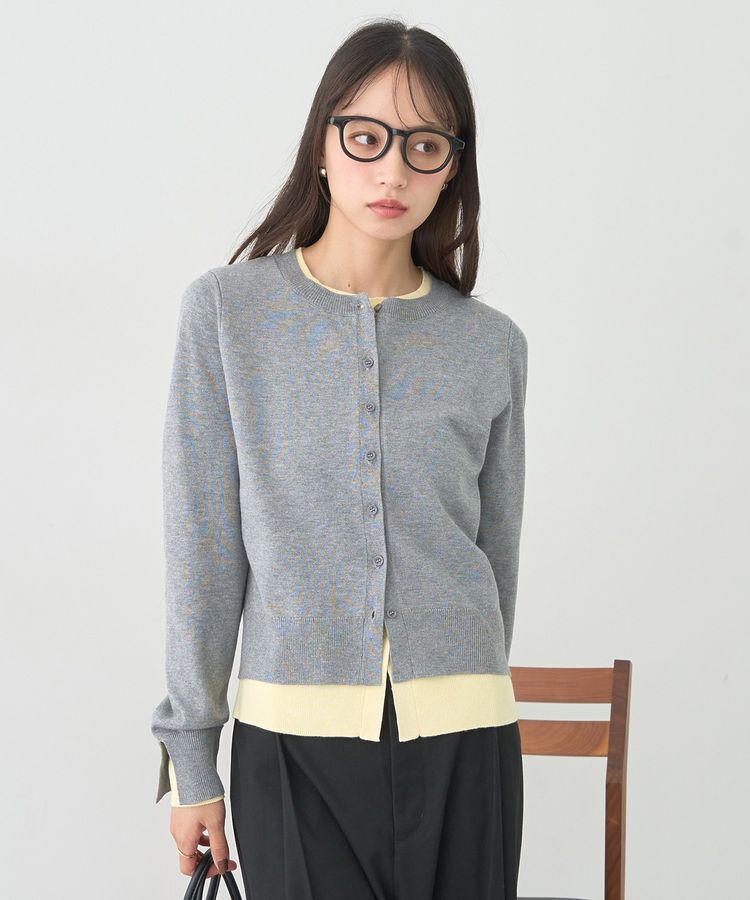 earth music&ecology「バイカラーレイヤード風カーディガン」|カーディガン|