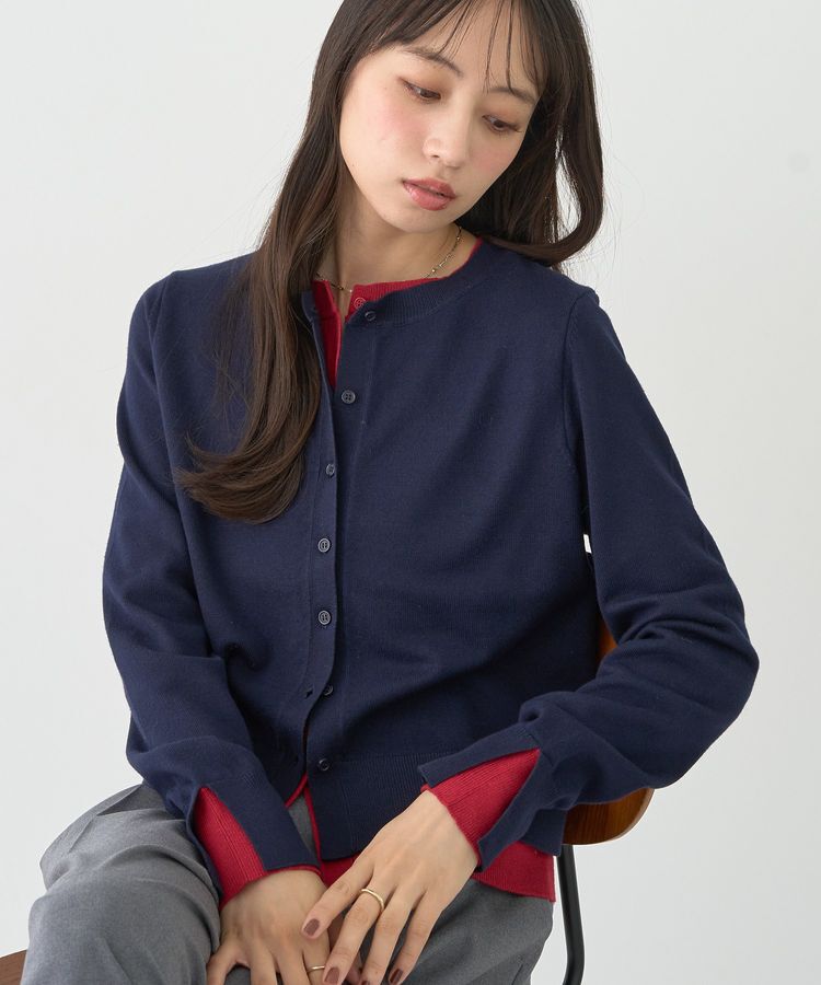 earth music&ecology「バイカラーレイヤード風カーディガン」|カーディガン|