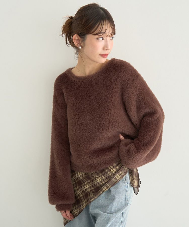 earth music&ecology「Wフェイスシャギープルオーバー」|ニット・セーター|