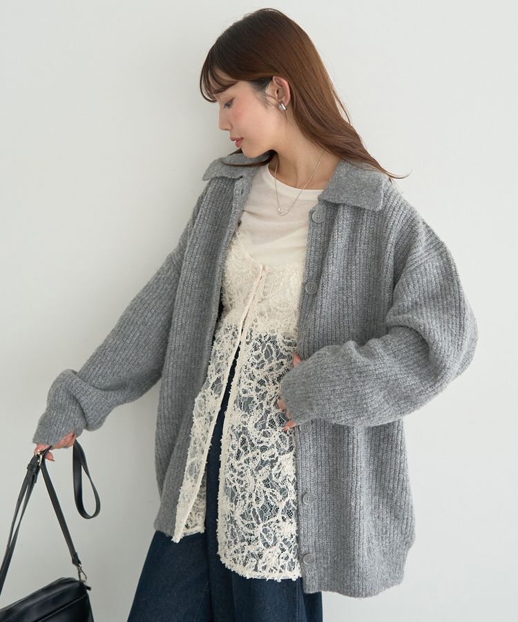 earth music&ecology「襟付きニットアウター」|カーディガン|