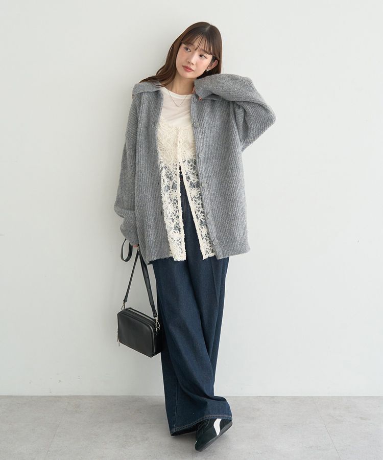 earth music&ecology「襟付きニットアウター」|カーディガン|