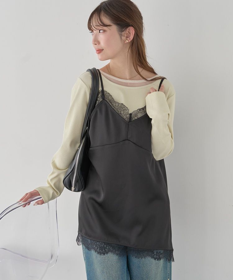 earth music&ecology「ランジェリーライクレースキャミ」|キャミソール|