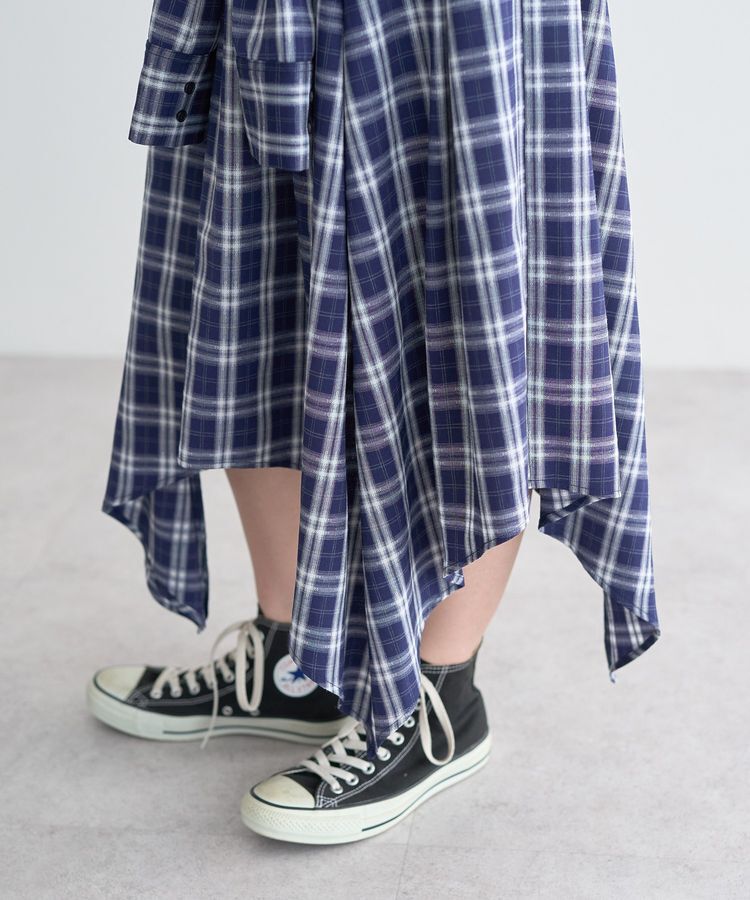 earth music&ecology「イレヘムチェックシャツライクスカート」|フレア|