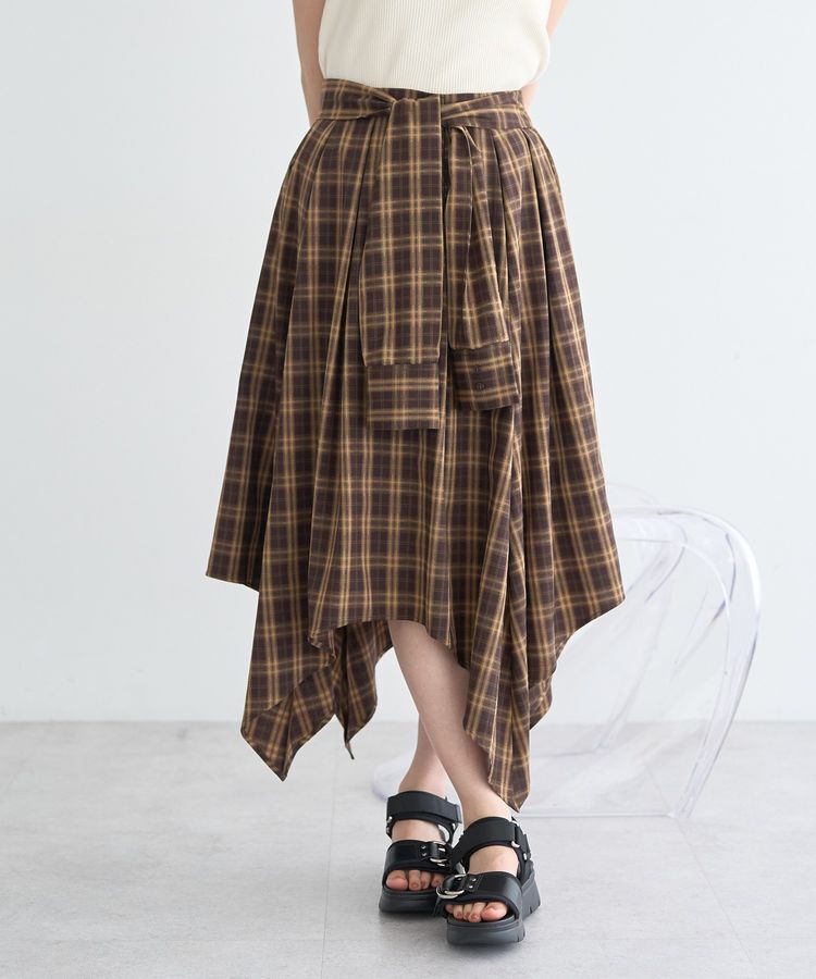 earth music&ecology「イレヘムチェックシャツライクスカート」|フレア|