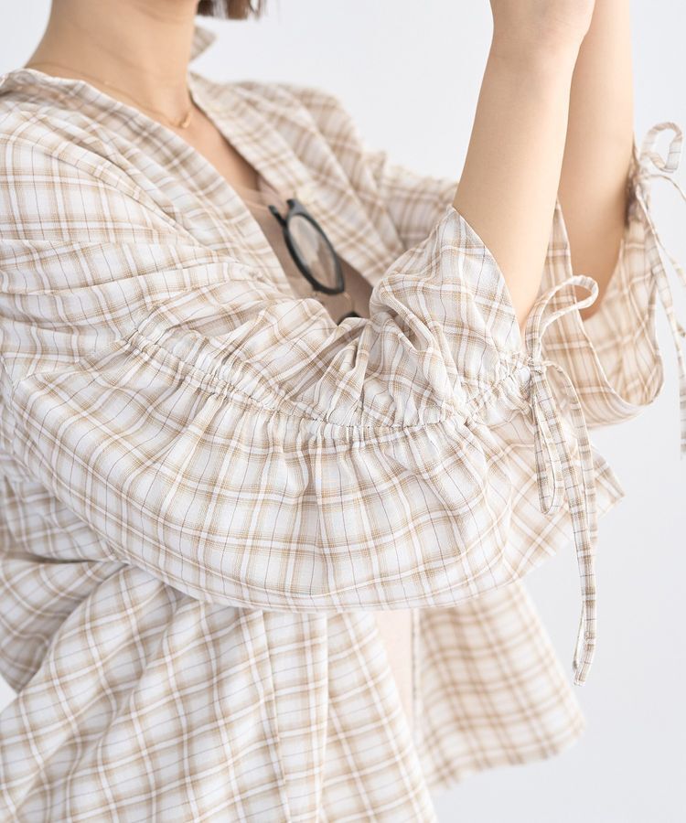 earth music&ecology「シャーリングスリーブチェックシャツ」|シャツ・ブラウス|