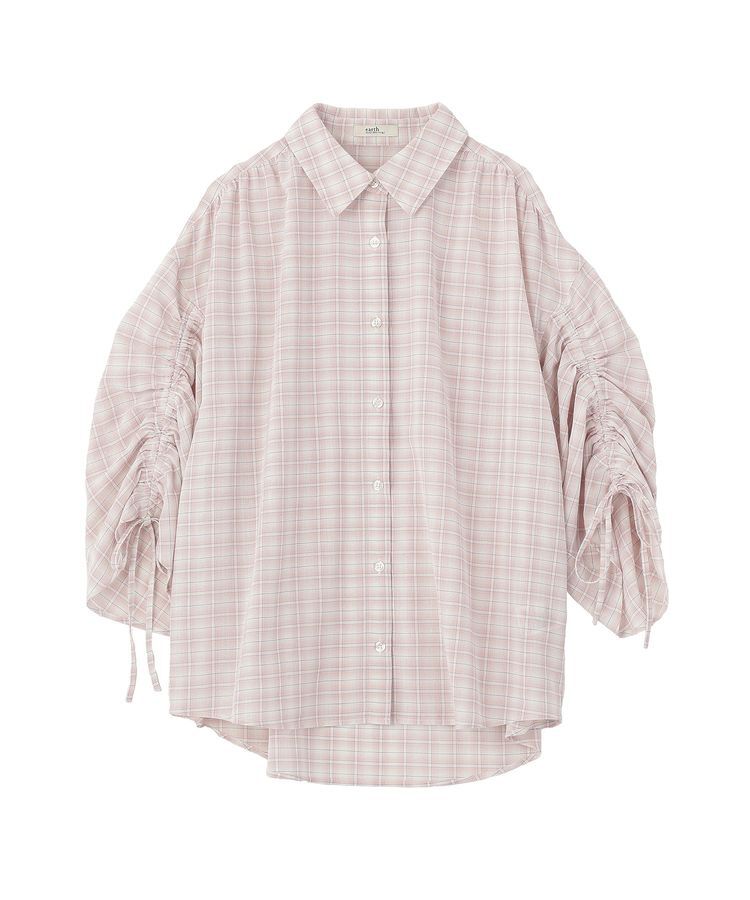earth music&ecology「シャーリングスリーブチェックシャツ」|シャツ・ブラウス|