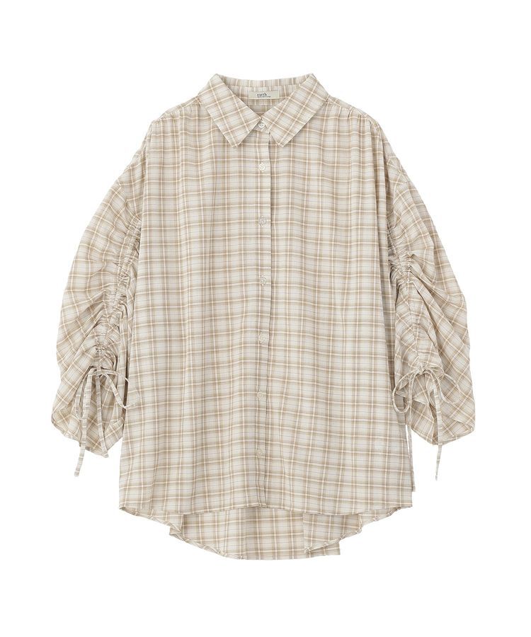 earth music&ecology「シャーリングスリーブチェックシャツ」|シャツ・ブラウス|