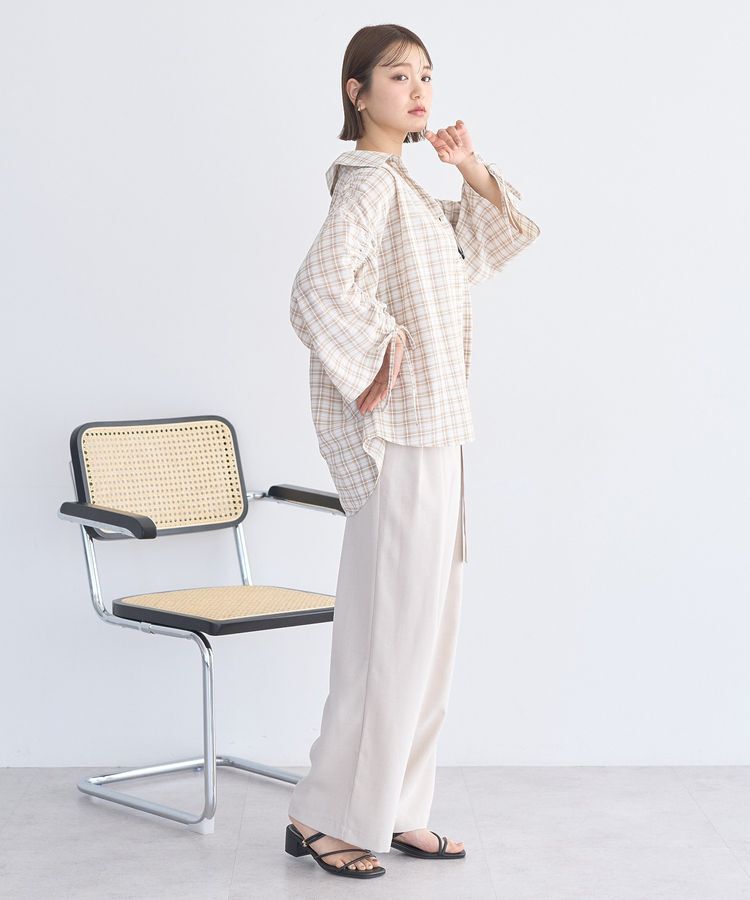 earth music&ecology「シャーリングスリーブチェックシャツ」|シャツ・ブラウス|