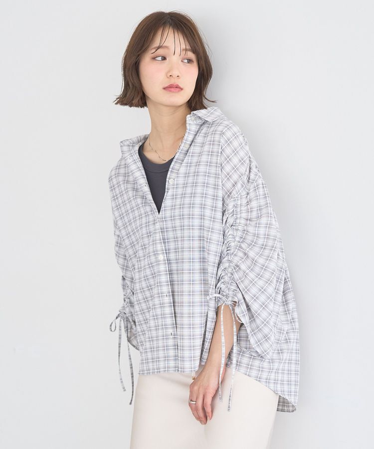 earth music&ecology「シャーリングスリーブチェックシャツ」|シャツ・ブラウス|