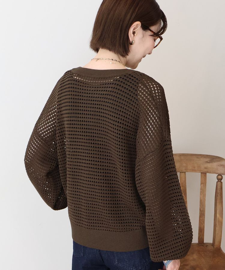 AMERICAN HOLIC「ジップアップメッシュニットカーディガン【WEB限定カラー有り】」|カーディガン|