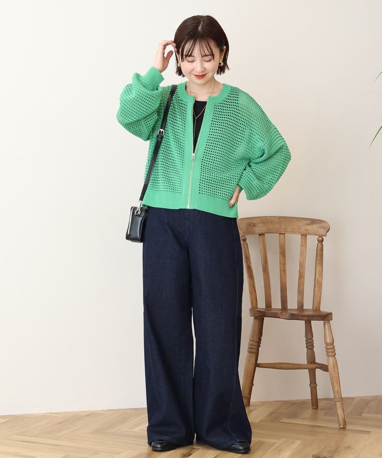 AMERICAN HOLIC「ジップアップメッシュニットカーディガン【WEB限定カラー有り】」|カーディガン|