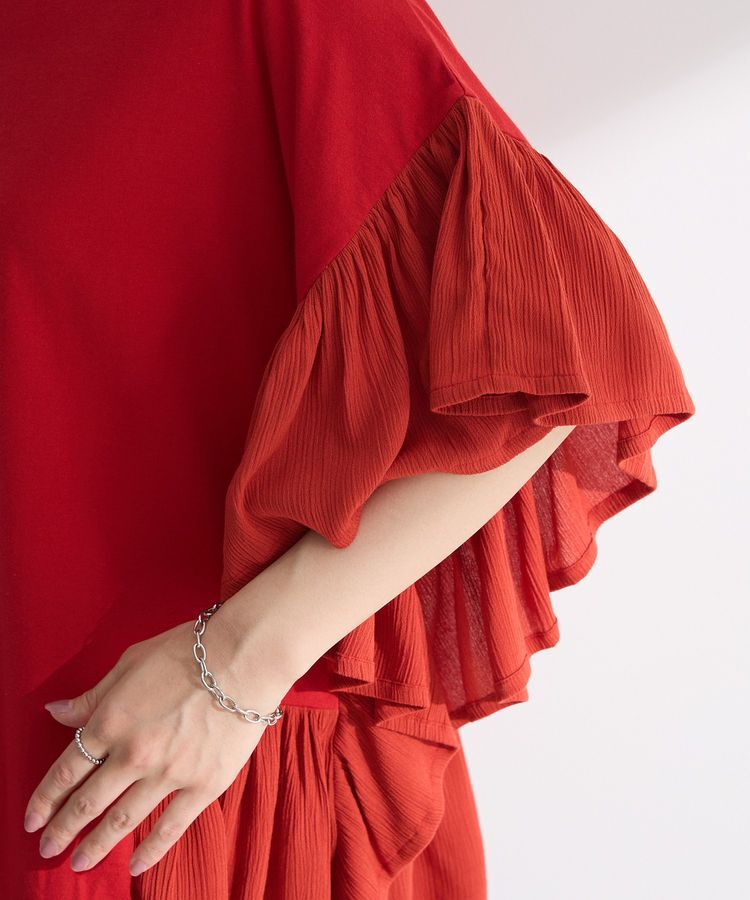 Green Parks「袖フレアドッキングカットプルオーバー」|Tシャツ・カットソー|