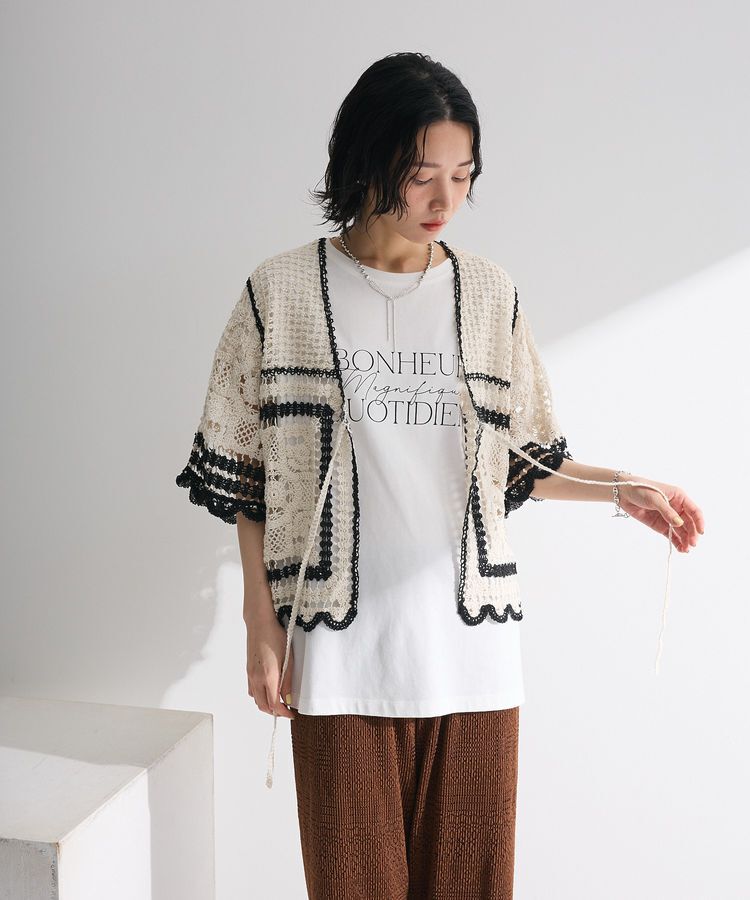 Green Parks「フレンチスリーブ筆記体ロゴチュニック」|チュニック|