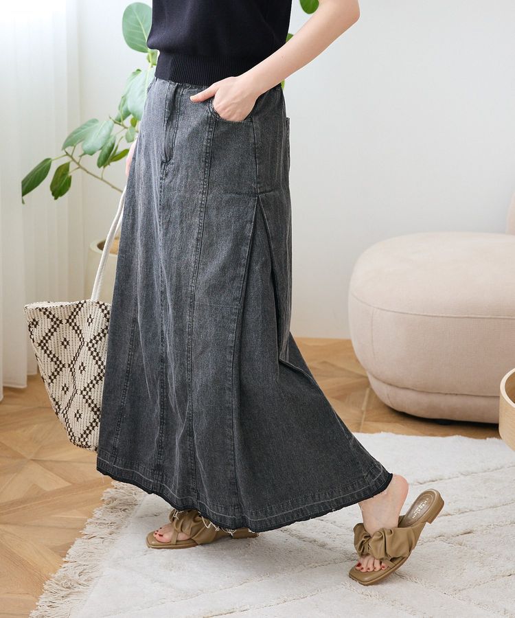 Green Parks「ライトデニムサイドタックスカート」|スカート|Black