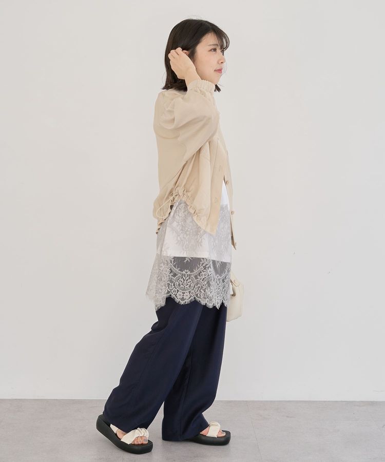 Green Parks「フレンチスリーブ裾レースロゴチュニック」|チュニック|