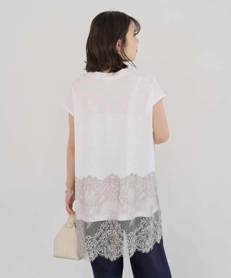 Green Parks「フレンチスリーブ裾レースロゴチュニック」|チュニック|