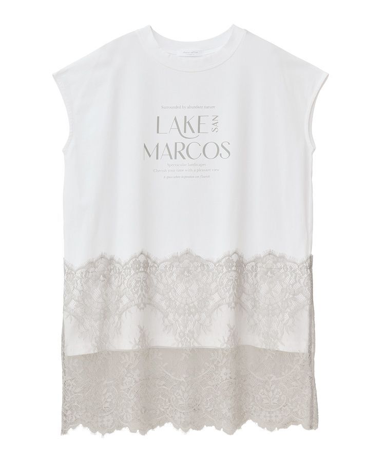 Green Parks「フレンチスリーブ裾レースロゴチュニック」|チュニック|