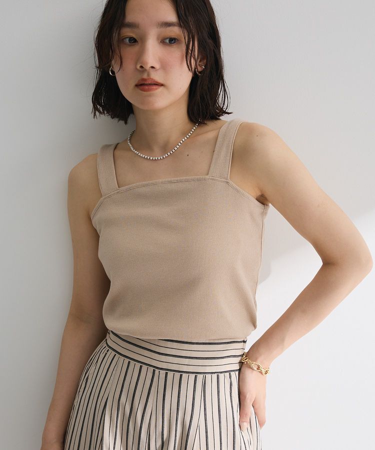 Green Parks「スクエアラメタンクトップ」|インナー|Gold