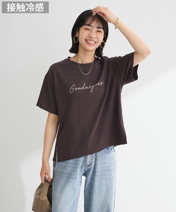 Green Parks「フロッキー筆記体ロゴボックスTシャツ」|Tシャツ・カットソー|Dark Gray