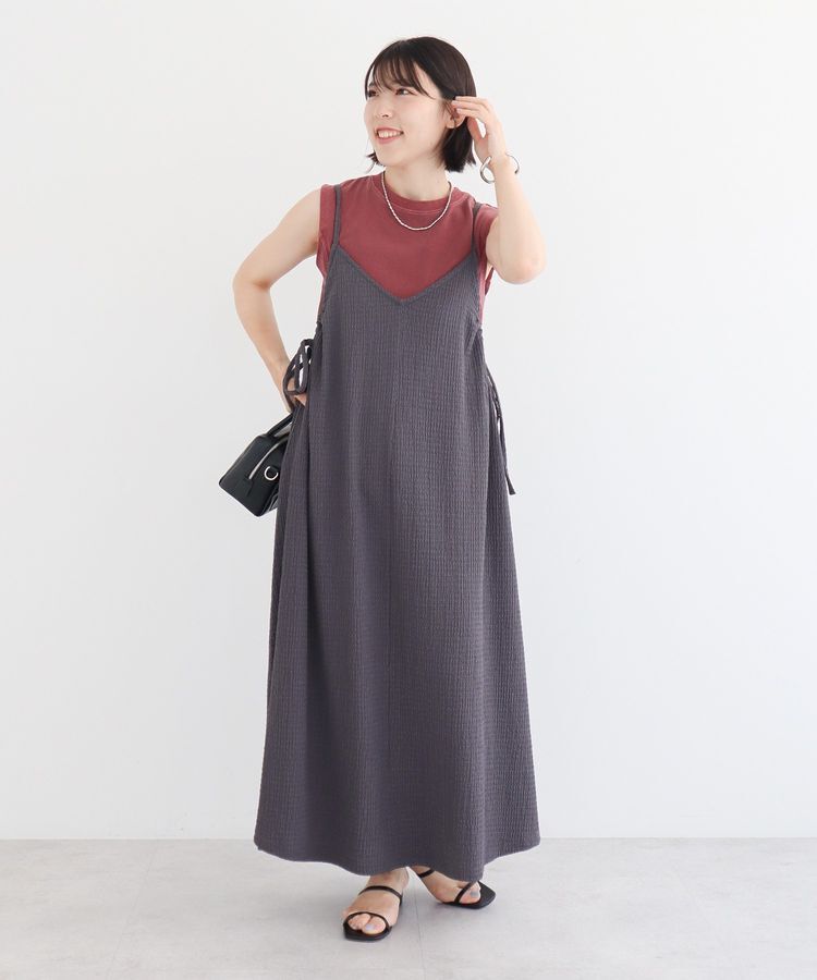 Green Parks「表面感脇リボンキャミワンピース」|ワンピース|Gray