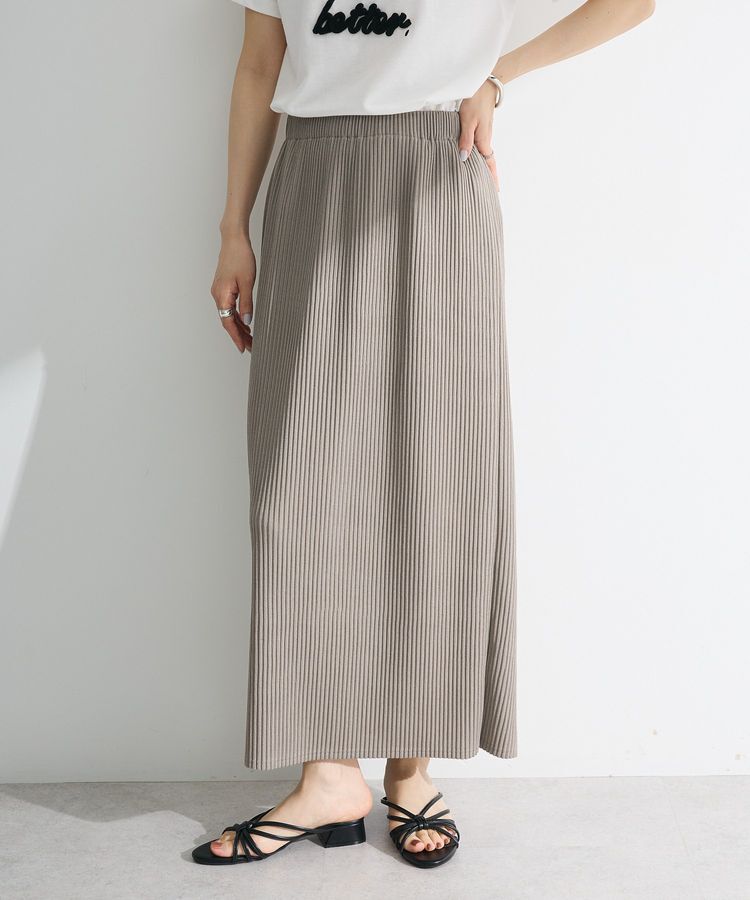 Green Parks「楽ちん涼やかドライタッチイージースカート」|タイト|Gray Beige