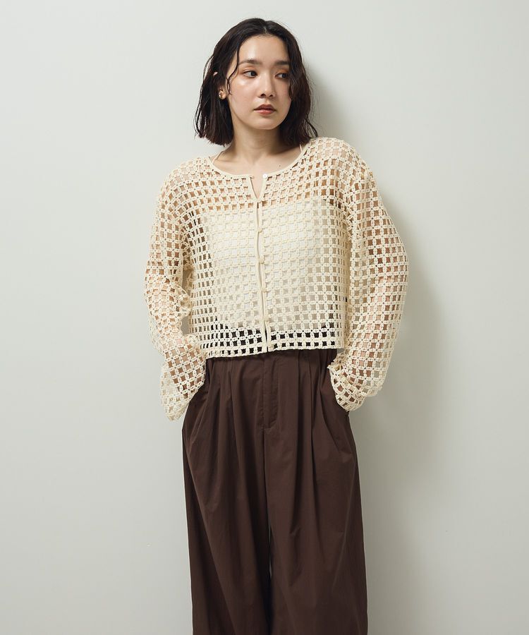 Green Parks「・SUGAR SPOON 2wayフラワーメッシュカーデ」|カーディガン|Ivory
