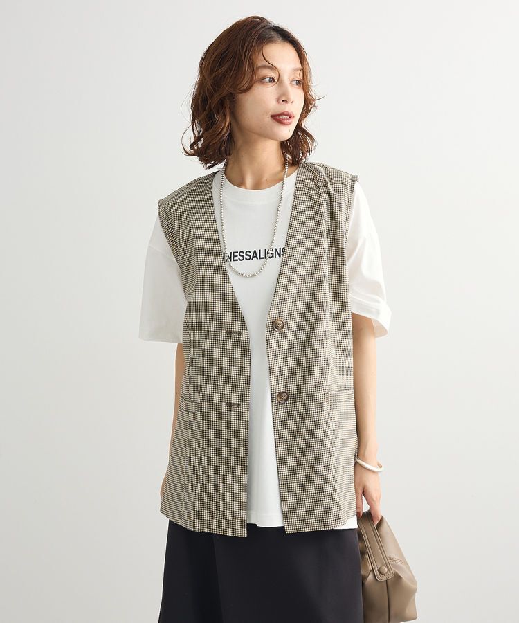 Green Parks「ノースリーブチェックジレ」|ベスト・ジレ|